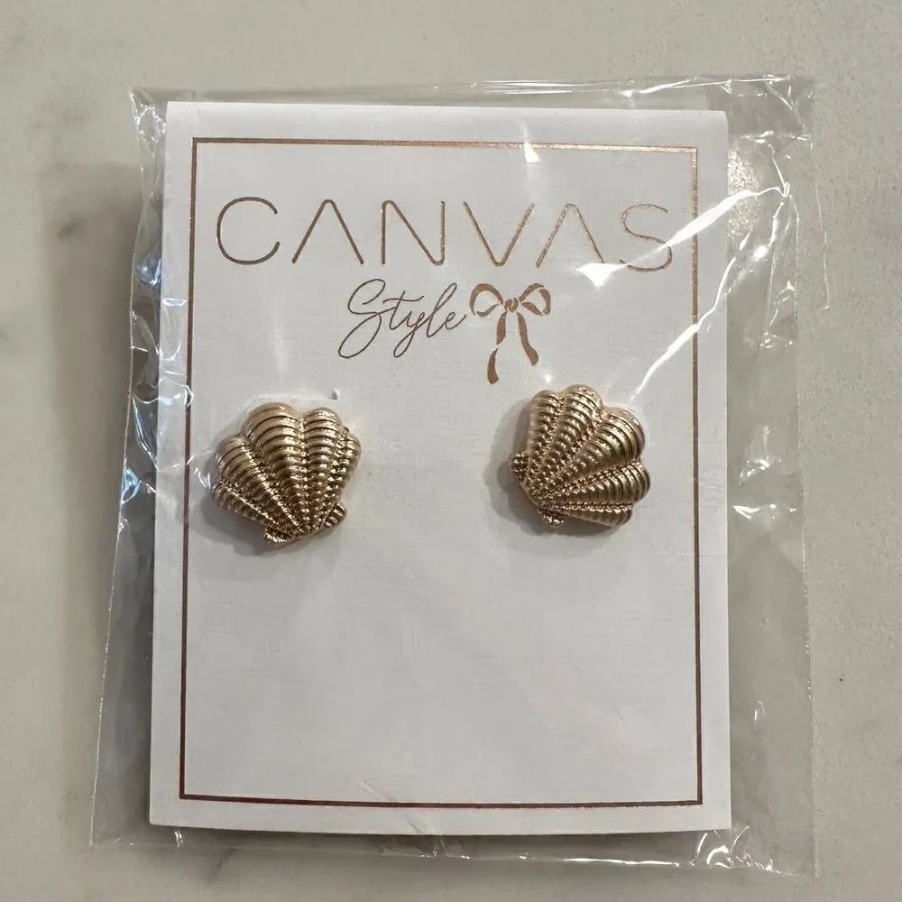 Canvas style seashell earrings